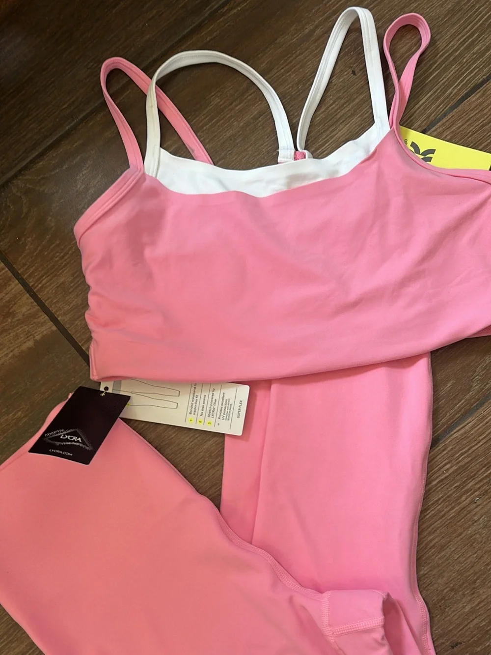all in motion Pink Double-Strap Leggings & Crop Tank Set